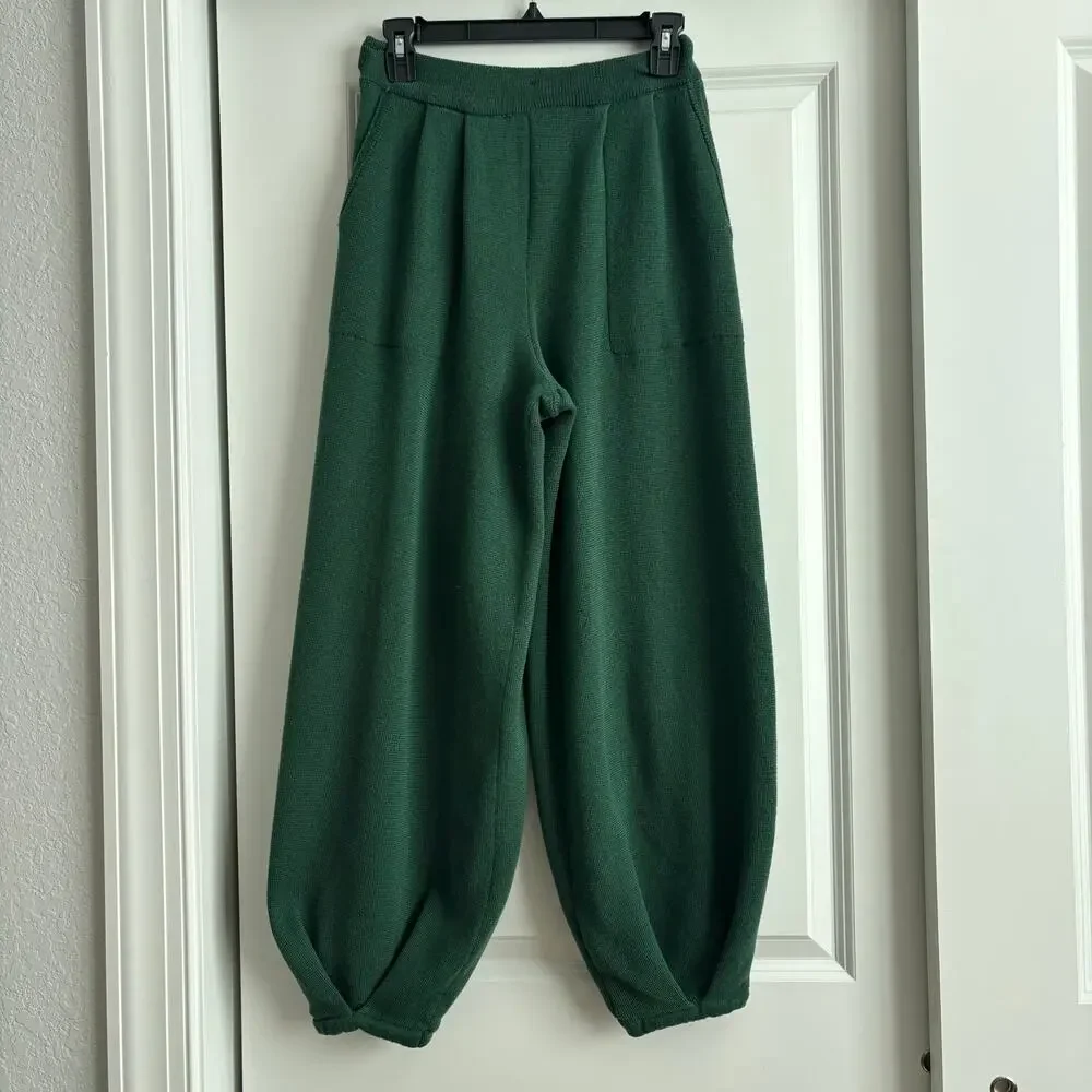 Free People Freya Emerald Spell Knit Linen Sweater Jogger Pant Size SP - Picture 2 of 15